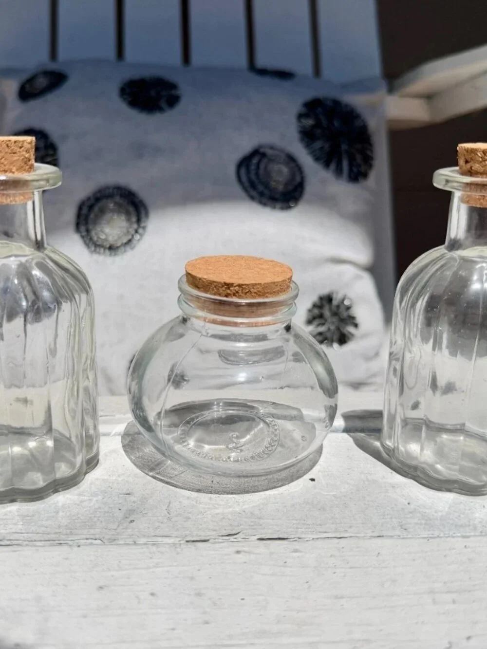 Set of 3 Clear Glass Cork Stopper Bottles Jars Decorative Apothecary Spell Jars